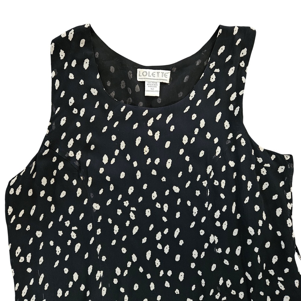 Lolette Sleeveless Dress Vintage Women's Size L Dark Blue And‎ White